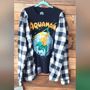 Upcycled Aquaman Graphic Long Sleeve Shirt